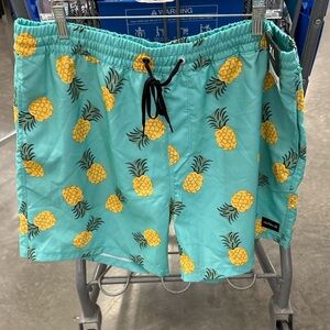 Hurley Teal Pineapple Print Men Swim Board Shorts